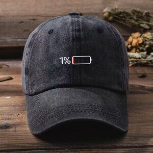 Low Battery 1% Low Energy Baseball Cap Gray/Black Hat Cap US Seller NO ENERGY